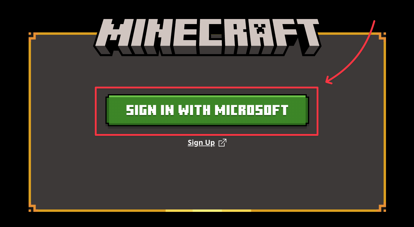 Minecraft Launcher start screen featuring the green Microsoft Login button.